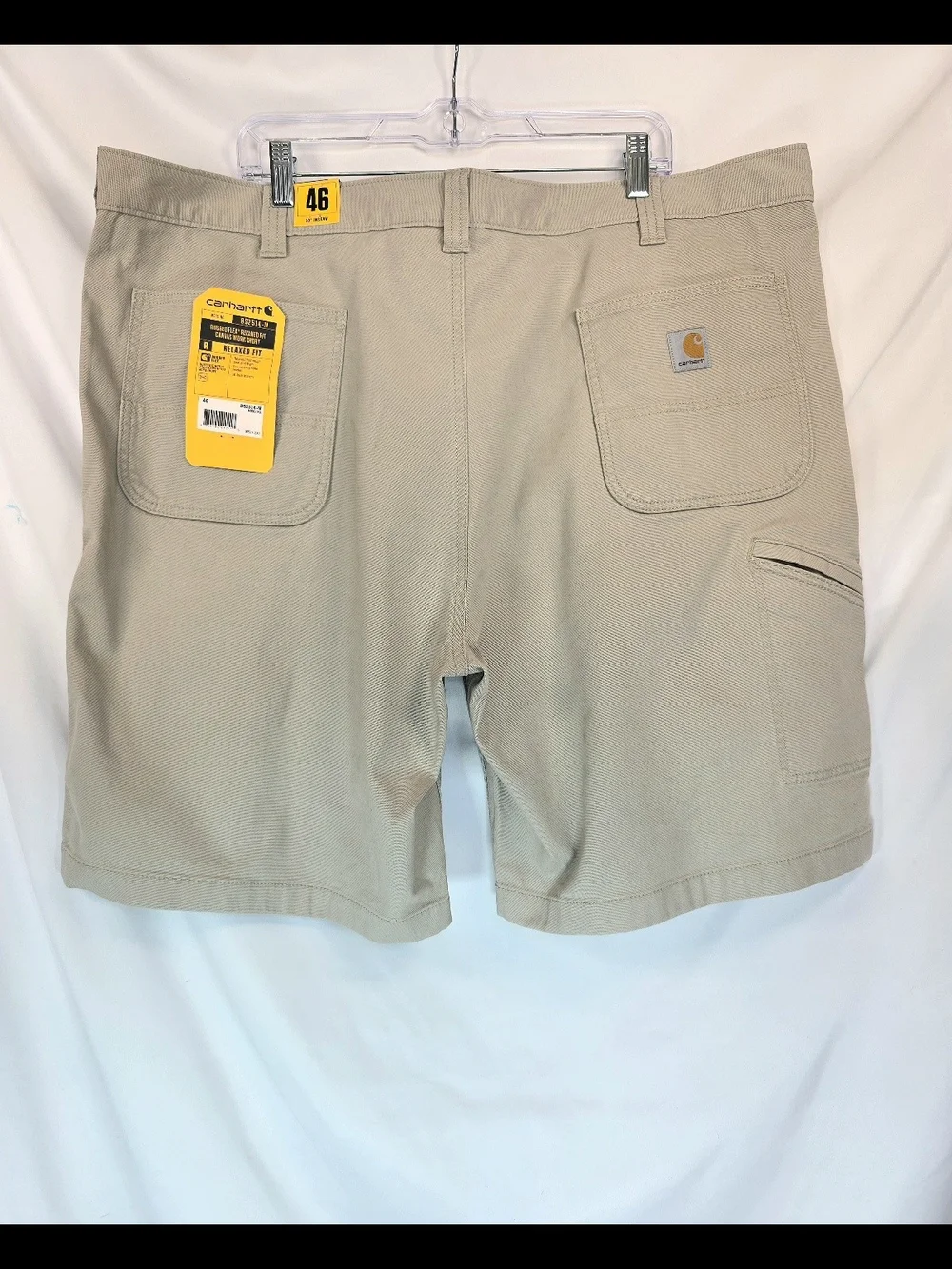 NWT Carhartt Rugged Flex Canvas Work Shorts Mens 46 Tan Relaxed Fit BS2514-M